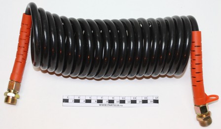 Шланг пневматический спиральный подключения полуприцепа М22х1,5; 7,5м черный JC-009 PА/20 TAUR AUTO